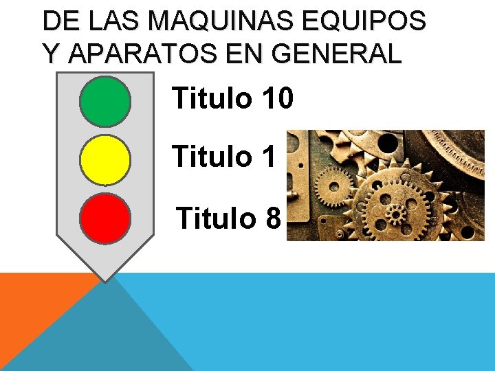 DE LAS MAQUINAS EQUIPOS Y APARATOS EN GENERAL Titulo 10 Titulo 1 Titulo 8