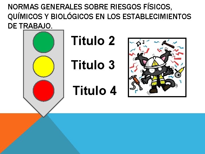 NORMAS GENERALES SOBRE RIESGOS FÍSICOS, QUÍMICOS Y BIOLÓGICOS EN LOS ESTABLECIMIENTOS DE TRABAJO. Titulo