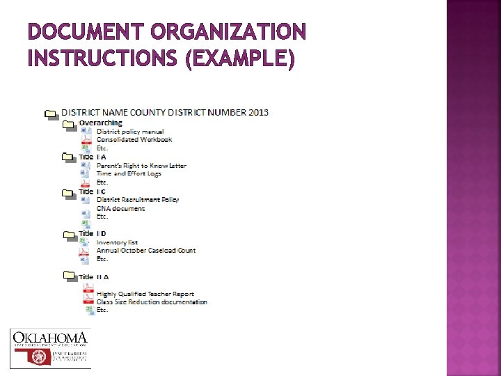 DOCUMENT ORGANIZATION INSTRUCTIONS (EXAMPLE) 