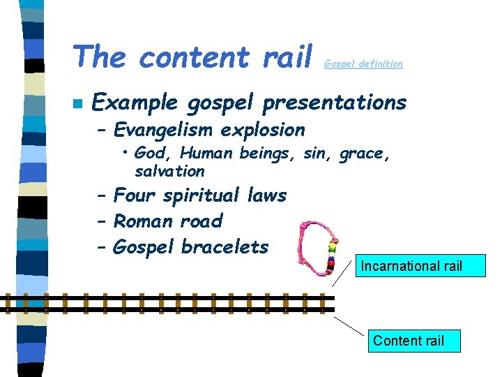 The content rail n Gospel definition Example gospel presentations – Evangelism explosion • God,