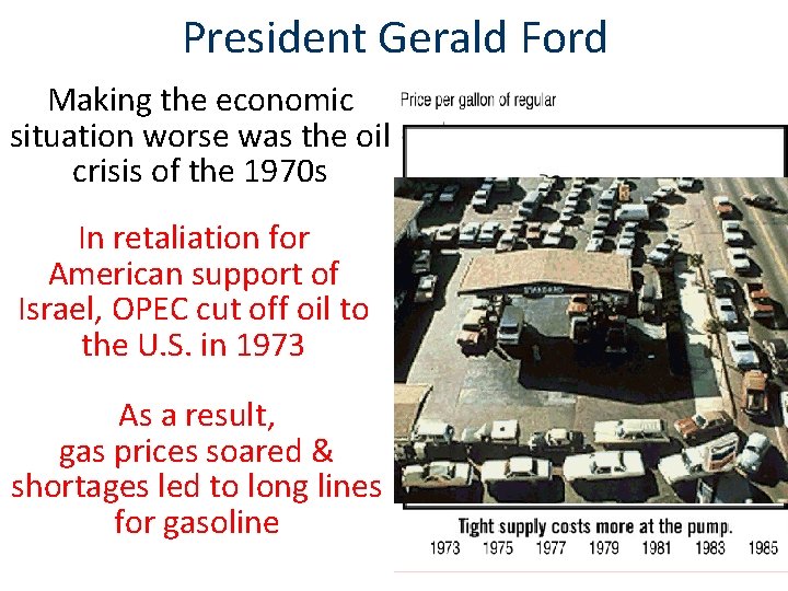 President Gerald Ford Making the economic situation worse was the oil crisis of the