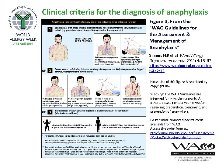 Clinical criteria for the diagnosis of anaphylaxis Figure 3, From the “WAO Guidelines for