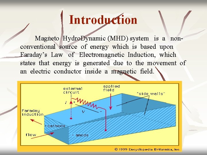 Introduction Magneto Hydro. Dynamic (MHD) system is a nonconventional source of energy which is