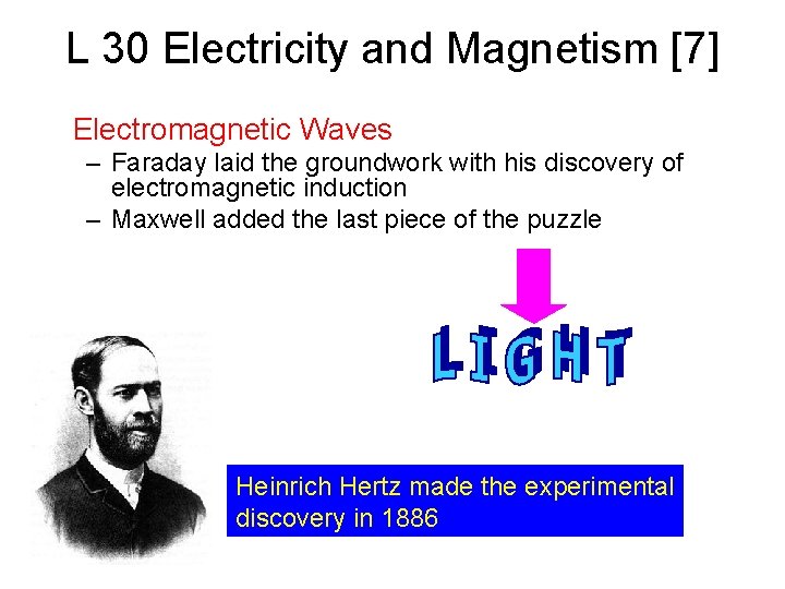 L 30 Electricity and Magnetism [7] Electromagnetic Waves – Faraday laid the groundwork with