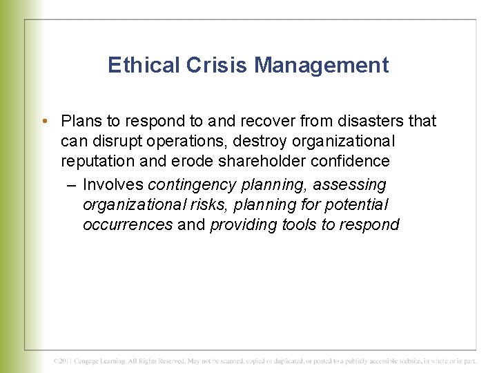 CHAPTER 9 Implementing and Auditing Ethics Programs The