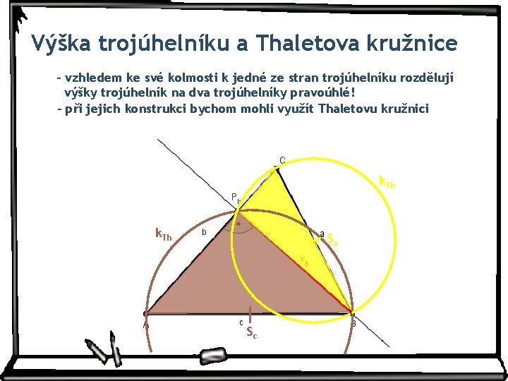 Výška trojúhelníku a Thaletova kružnice - vzhledem ke své kolmosti k jedné ze stran