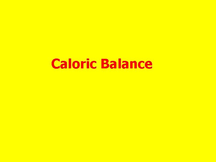 Caloric Balance 