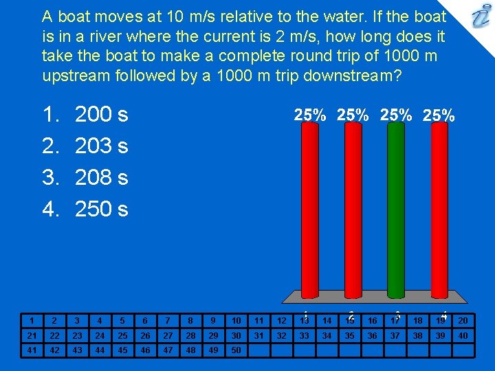 A boat moves at 10 m/s relative to the water. If the boat is