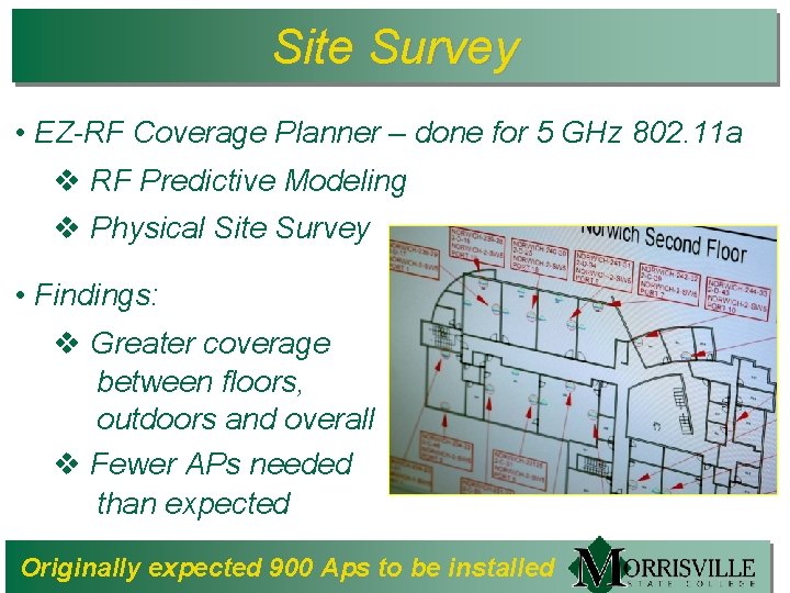 Site Survey • EZ-RF Coverage Planner – done for 5 GHz 802. 11 a