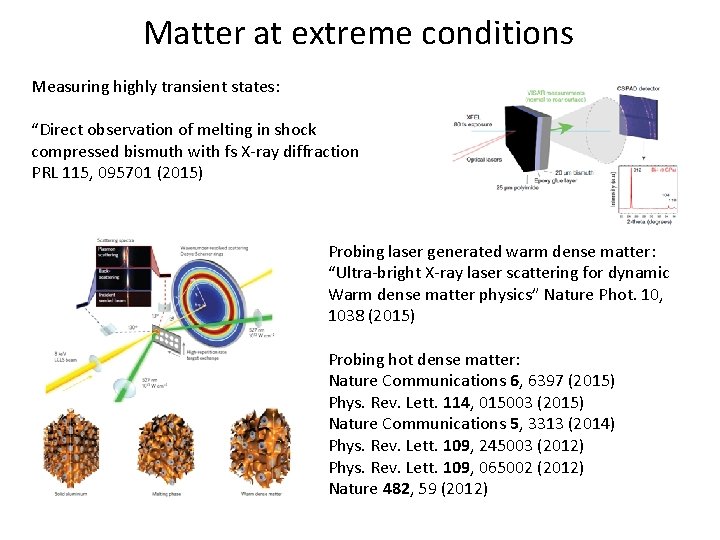 Matter at extreme conditions Measuring highly transient states: “Direct observation of melting in shock