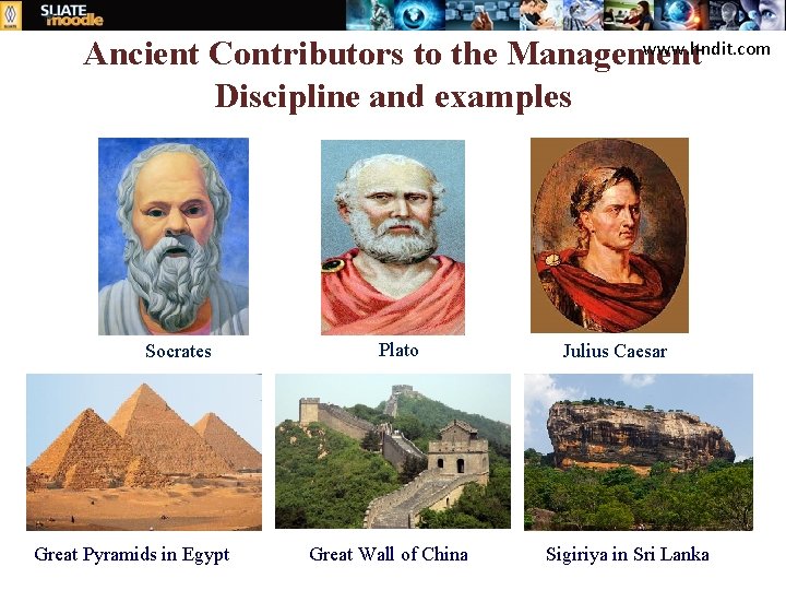 www. hndit. com Ancient Contributors to the Management Discipline and examples Socrates Great Pyramids