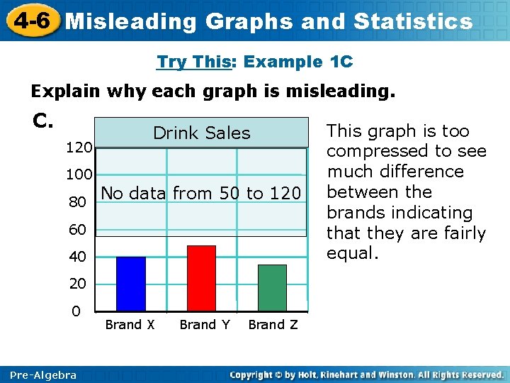 4 -6 Misleading Graphs and Statistics Try This: Example 1 C Explain why each 4 -6 Misleading Graphs and Statistics Try This: Example 1 C Explain why each