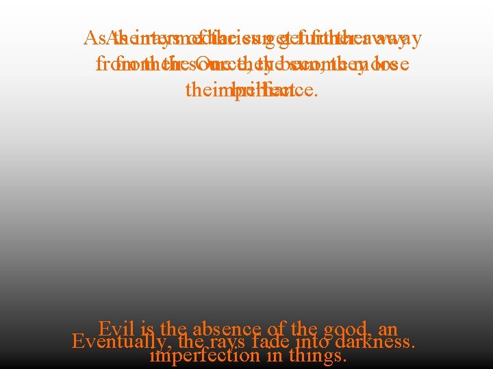 As. As theintermediaries rays of the sunget getfurtheraway from their thesource, One they thebecome