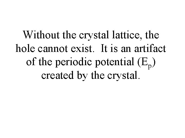 Without the crystal lattice, the hole cannot exist. It is an artifact of the