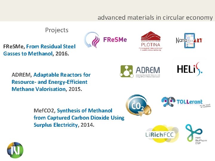 advanced materials in circular economy Projects FRe. SMe, From Residual Steel Gasses to Methanol,