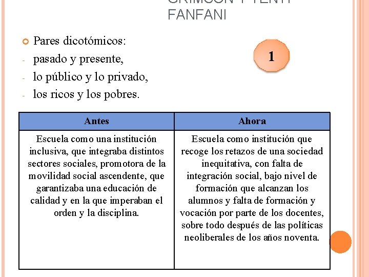 GRIMSON Y TENTI FANFANI - Pares dicotómicos: pasado y presente, lo público y lo