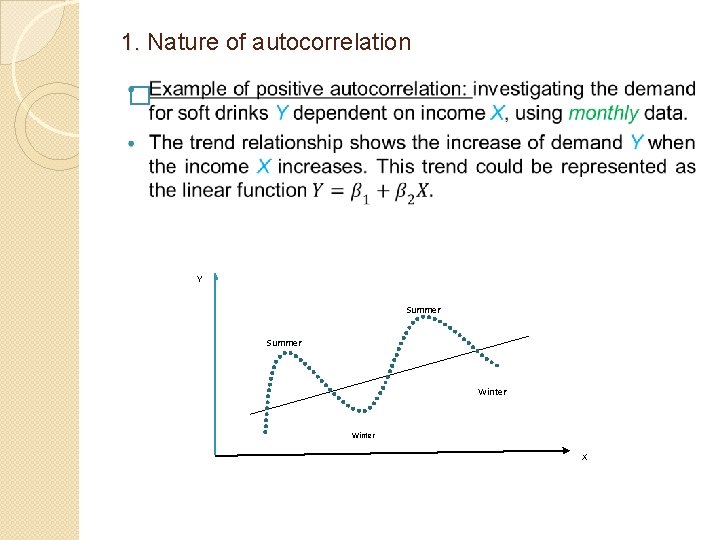 1. Nature of autocorrelation 1. � Y Summer Winter X 