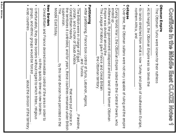 Conflicts in the Middle East CLOZE Notes 1 Ottoman Empire • The Ottoman Turks