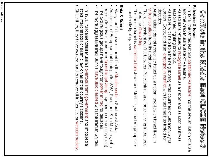 Conflicts in the Middle East CLOZE Notes 3 Palestine & Israel • In 1948,