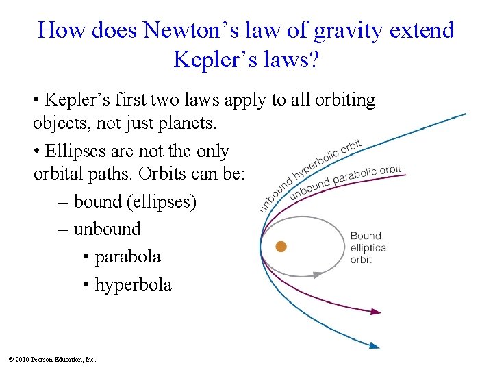 How does Newton’s law of gravity extend Kepler’s laws? • Kepler’s first two laws