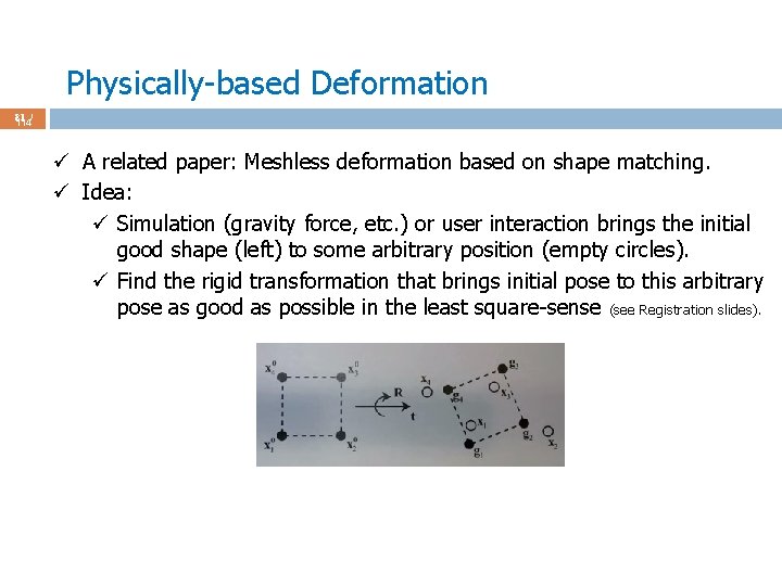 Physically-based Deformation 81 / 114 ü A related paper: Meshless deformation based on shape