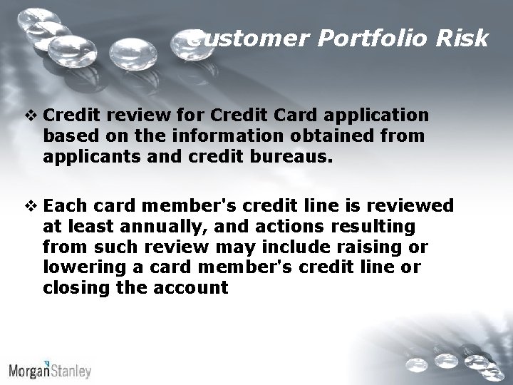 Customer Portfolio Risk v Credit review for Credit Card application based on the information