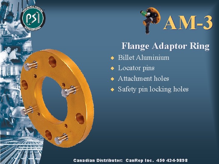 AM-3 Flange Adaptor Ring ¨ Billet Aluminium ¨ Locator pins ¨ Attachment holes ¨
