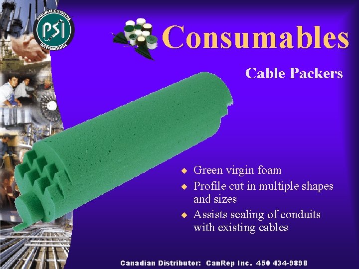 Consumables Cable Packers ¨ Green virgin foam ¨ Profile cut in multiple shapes and