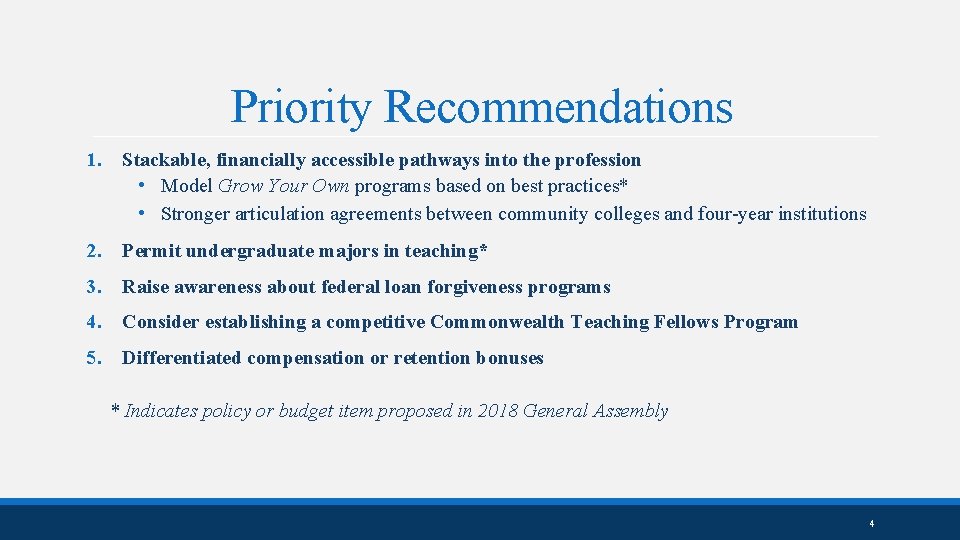 Priority Recommendations 1. Stackable, financially accessible pathways into the profession • Model Grow Your