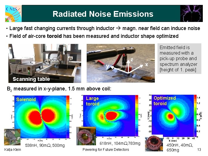 Radiated Noise Emissions • Large fast changing currents through inductor magn. near field can