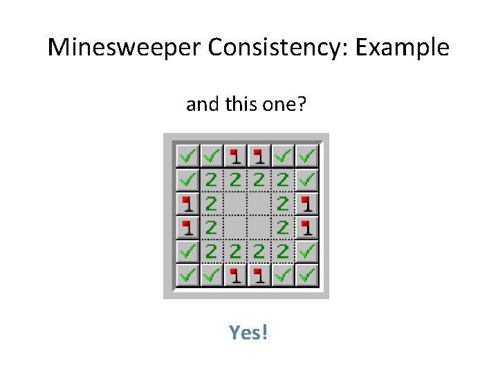 Minesweeper Consistency: Example and this one? Yes! 