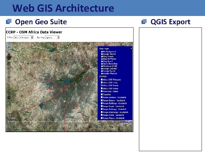 Web GIS Architecture Open Geo Suite QGIS Export 