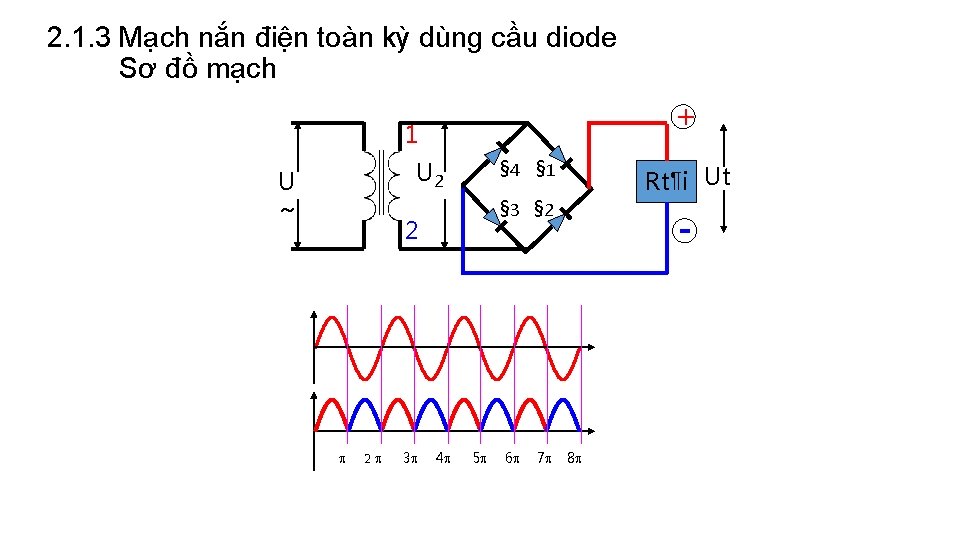 2. 1. 3 Mạch nắn điện toàn kỳ dùng cầu diode Sơ đồ mạch