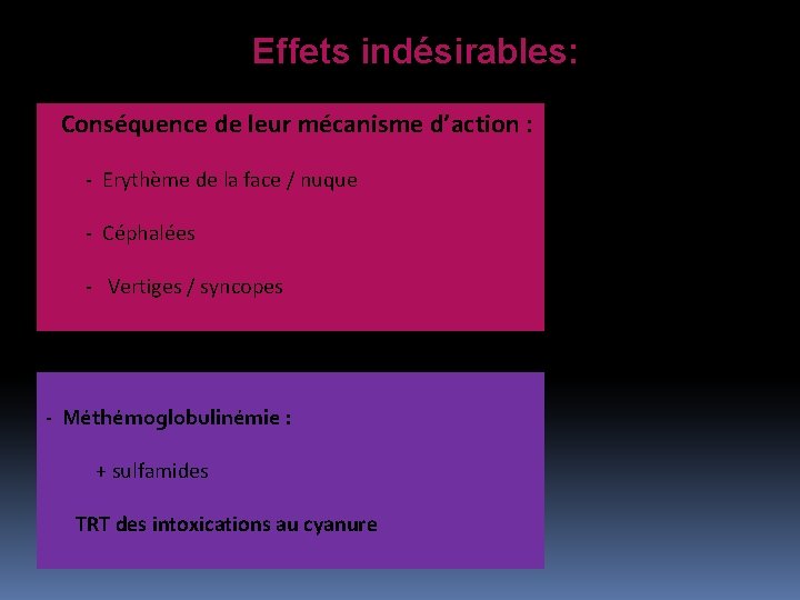 Effets indésirables: Conséquence de leur mécanisme d’action : - Erythème de la face /