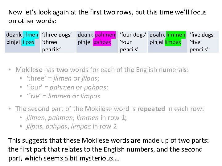 Now let’s look again at the first two rows, but this time we’ll focus Now let’s look again at the first two rows, but this time we’ll focus