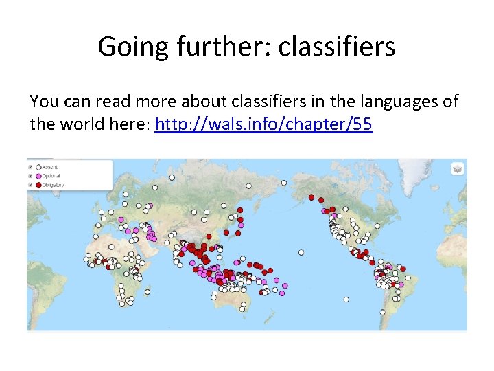 Going further: classifiers You can read more about classifiers in the languages of the Going further: classifiers You can read more about classifiers in the languages of the