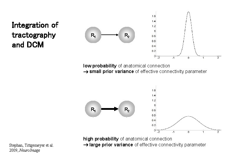 Integration of tractography and DCM R 1 R 2 low probability of anatomical connection