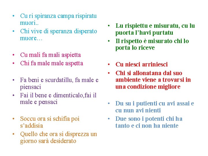 • Cu ri spiranza campa rispiratu muori. . • Chi vive di speranza • Cu ri spiranza campa rispiratu muori. . • Chi vive di speranza