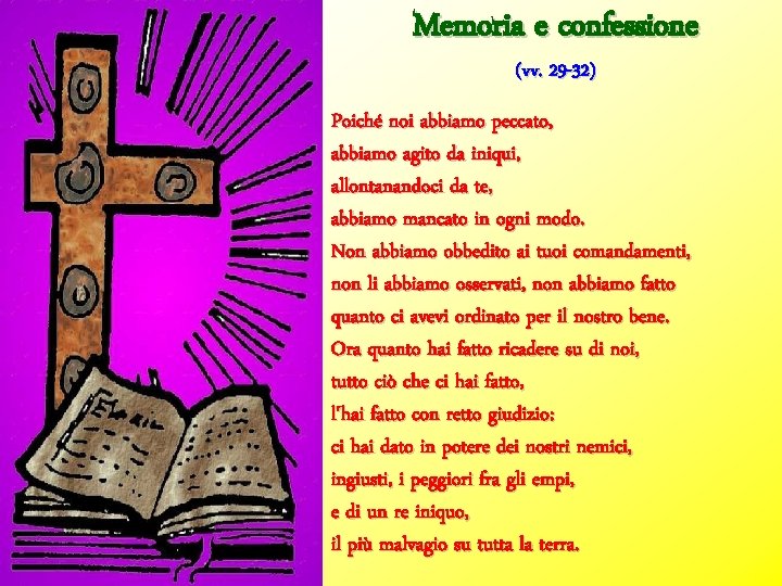 Memoria e confessione (vv. 29 -32) Poiché noi abbiamo peccato, abbiamo agito da iniqui,