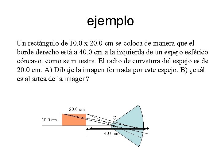 ejemplo Un rectángulo de 10. 0 x 20. 0 cm se coloca de manera