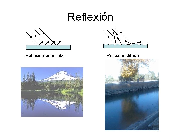 Reflexión especular Reflexión difusa 
