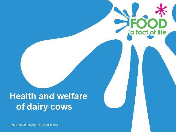 Health and welfare of dairy cows © BRITISH NUTRITION FOUNDATION 2012 