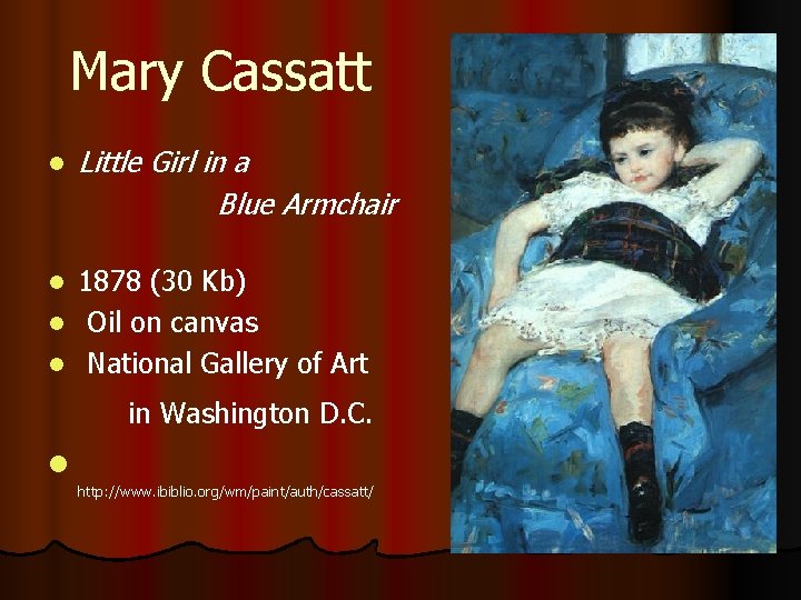 Mary Cassatt l Little Girl in a Blue Armchair 1878 (30 Kb) l Oil