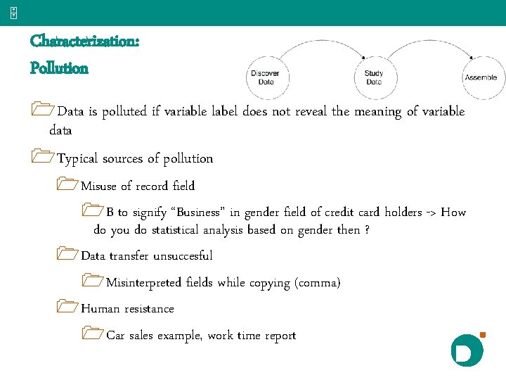 5 Characterization: Pollution 1 Data is polluted if variable label does not reveal the