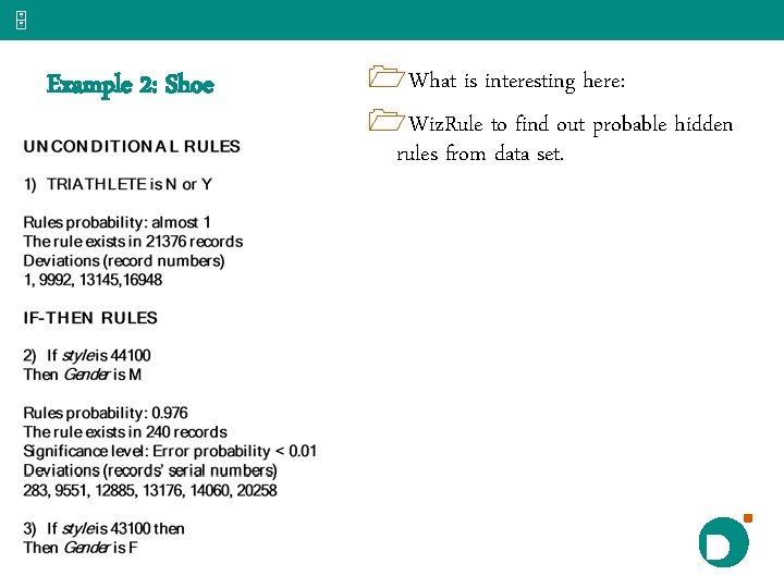 5 Example 2: Shoe 1 What is interesting here: 1 Wiz. Rule to find