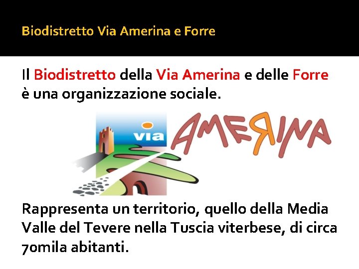 Biodistretto Via Amerina e Forre Il Biodistretto della Via Amerina e delle Forre è