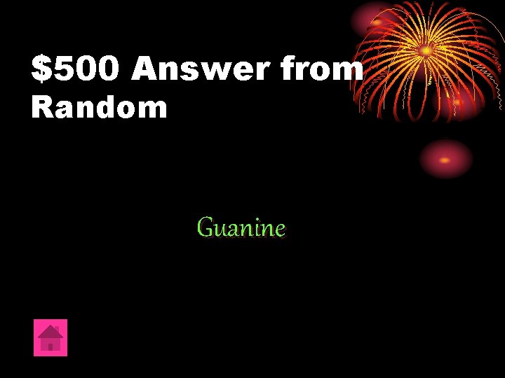 $500 Answer from Random Guanine 