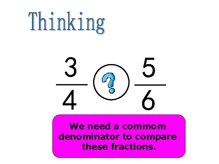 3 4 5 6 We need a commom denominator to compare these fractions. 