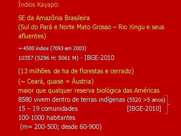 Índios Kayapó: SE da Amazônia Brasileira (Sul do Pará e Norte Mato Grosso –