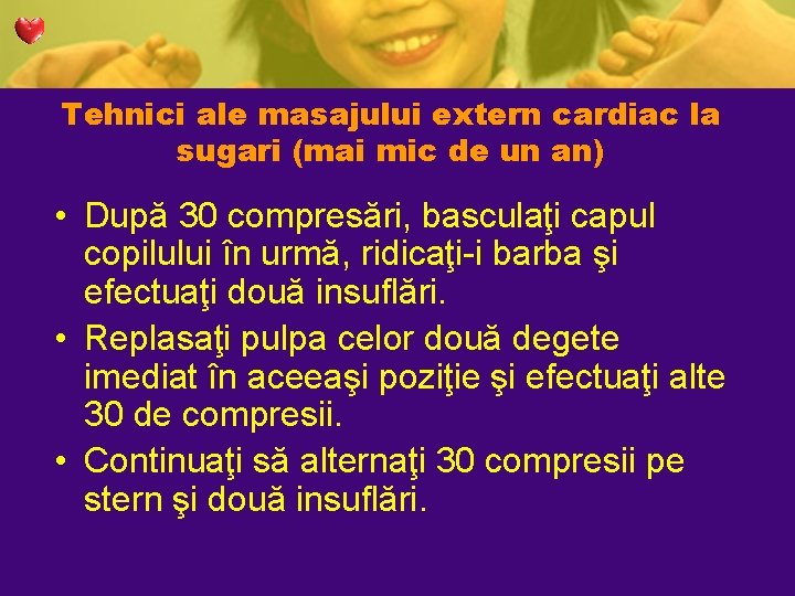 Tehnici ale masajului extern cardiac la sugari (mai mic de un an) • După Tehnici ale masajului extern cardiac la sugari (mai mic de un an) • După
